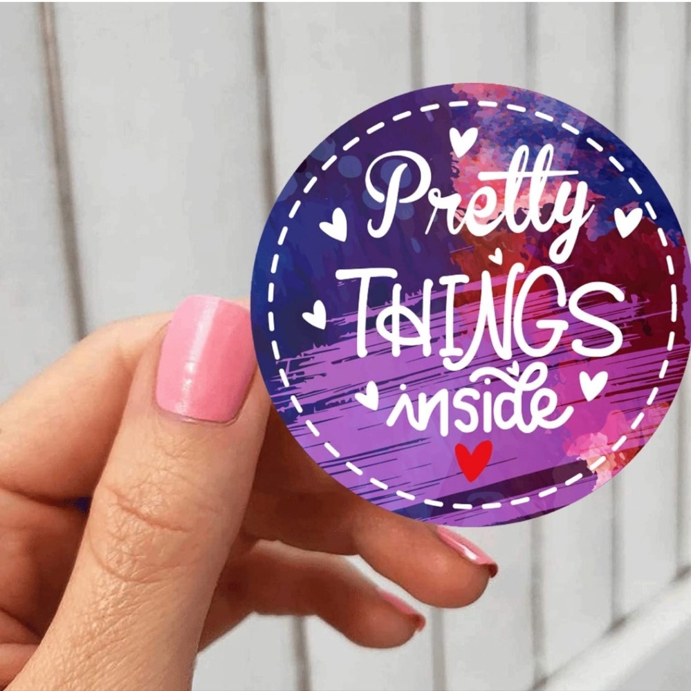 50 ct are 2 x 2 Inch Watercolor PRETTY THINGS INSIDE stickers - Picture 7 of 8